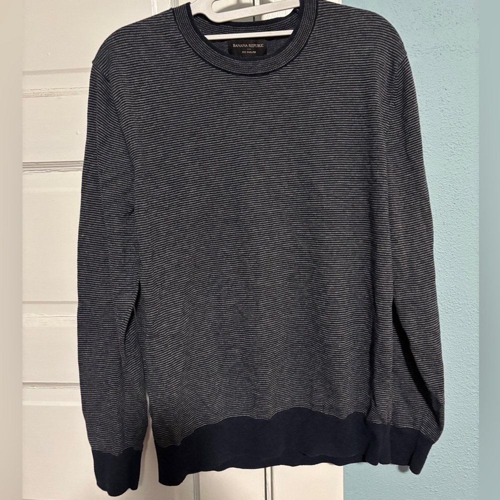 Banana Republic Men’s Navy Striped Crewneck Sweater
